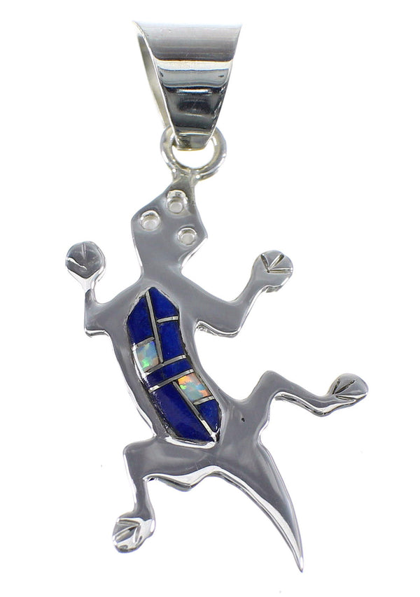 Lapis And Opal Sterling Silver Lizard Pendant Jewelry YX51765